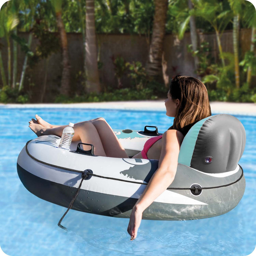 Badestol til afslapning i vandet - 135 cm med drikkeholder og håndtag