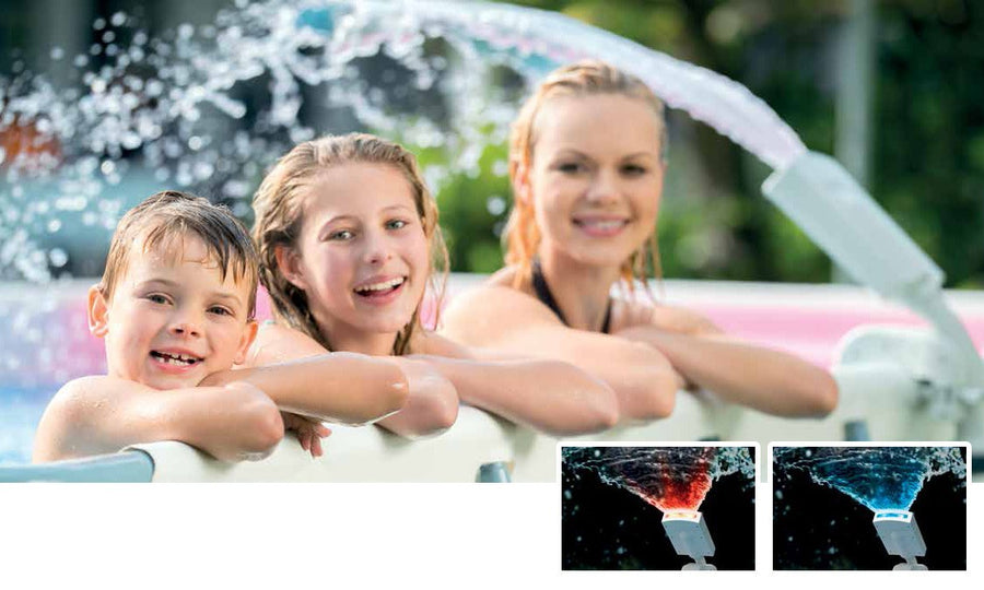Farverig LED-sprøjte til pool - batterifri vandsprøjte med lys i 4 farver