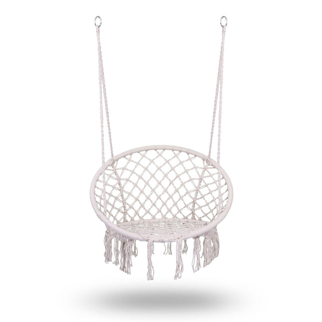 Hængestol i boho-stil med hynde til have og terrasse – beige