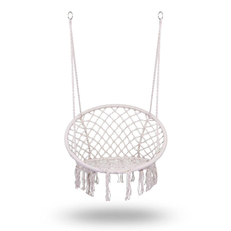 Hængestol i boho-stil med hynde til have og terrasse – beige