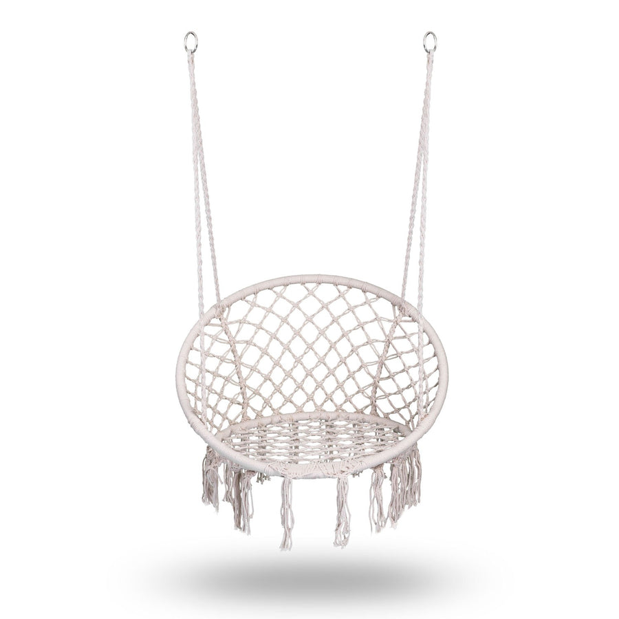 Hængestol i boho-stil med hynde til have og terrasse – beige