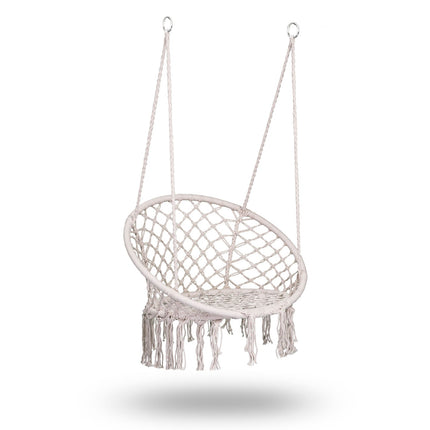 Hængestol i boho-stil med hynde til have og terrasse – beige