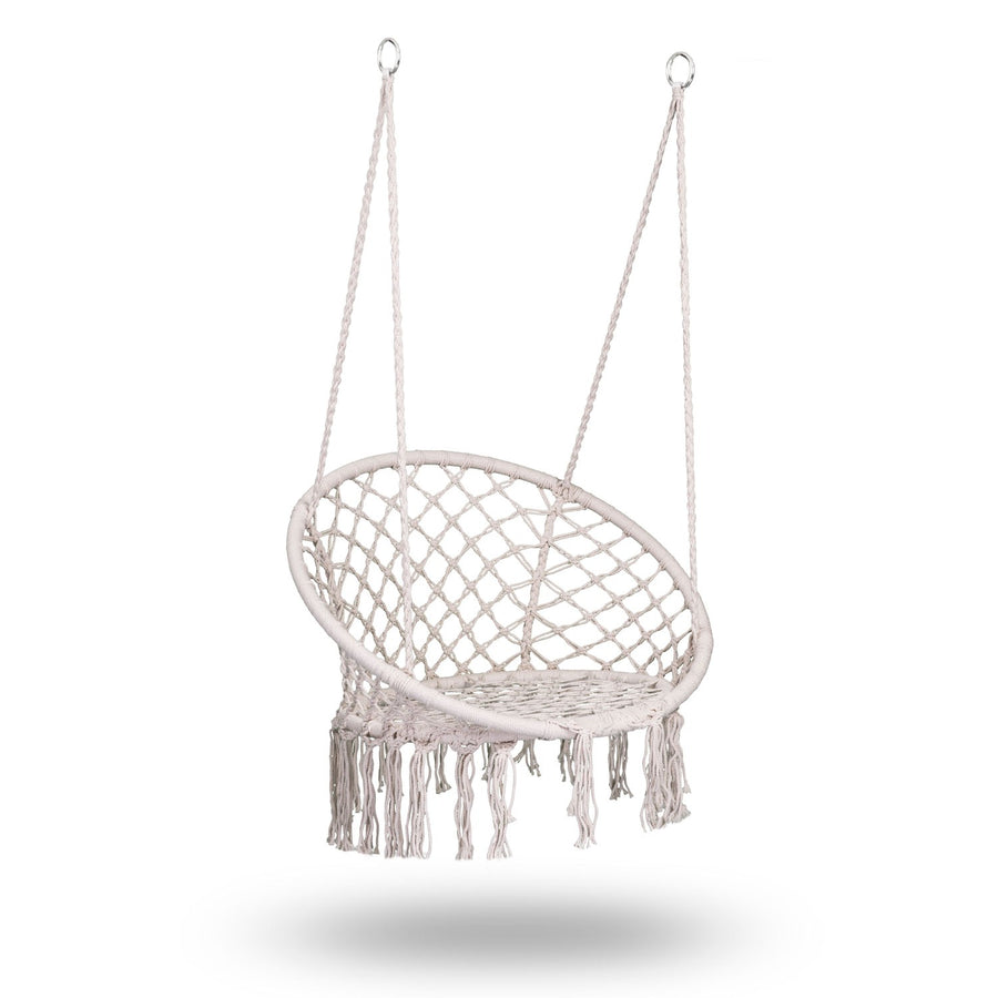 Hængestol i boho-stil med hynde til have og terrasse – beige