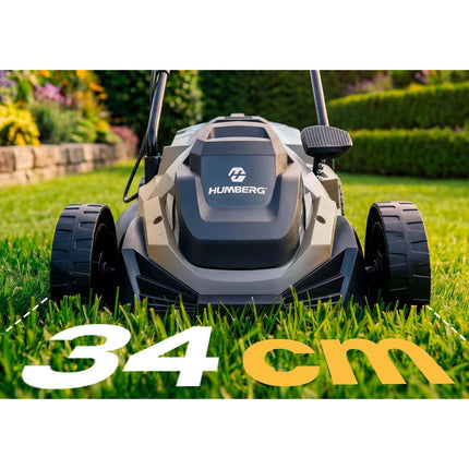 Elektrisk plæneklipper 1400 W med 34 cm klippebredde, 5 klippehøjder og 30 l opsamler – grå