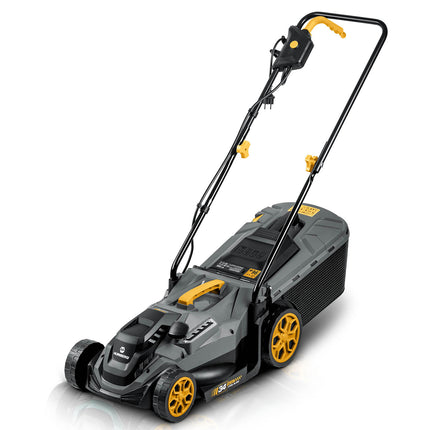 Elektrisk plæneklipper 1400 W med 34 cm klippebredde, 5 klippehøjder og 30 l opsamler – grå