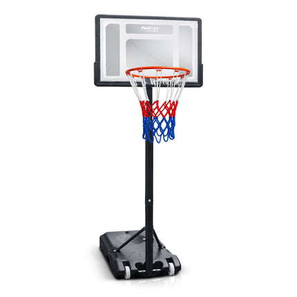 Basketballstander 150–210 cm med justerbar højde, 38 cm kurv og hjul – til børn og voksne