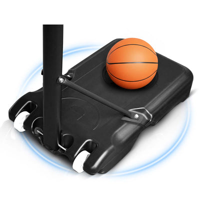 Basketballstander 150–210 cm med justerbar højde, 38 cm kurv og hjul – til børn og voksne