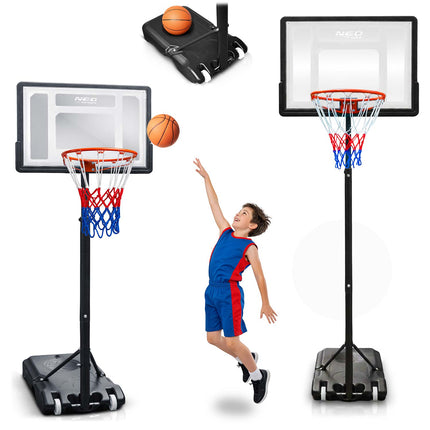 Basketballstander 150–210 cm med justerbar højde, 38 cm kurv og hjul – til børn og voksne