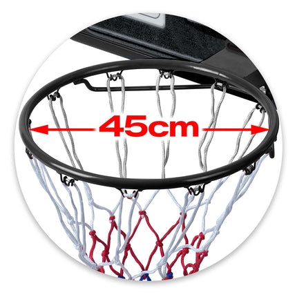 Basketballstander 135–305 cm med justerbar højde, 45 cm affjedret kurv og hjul
