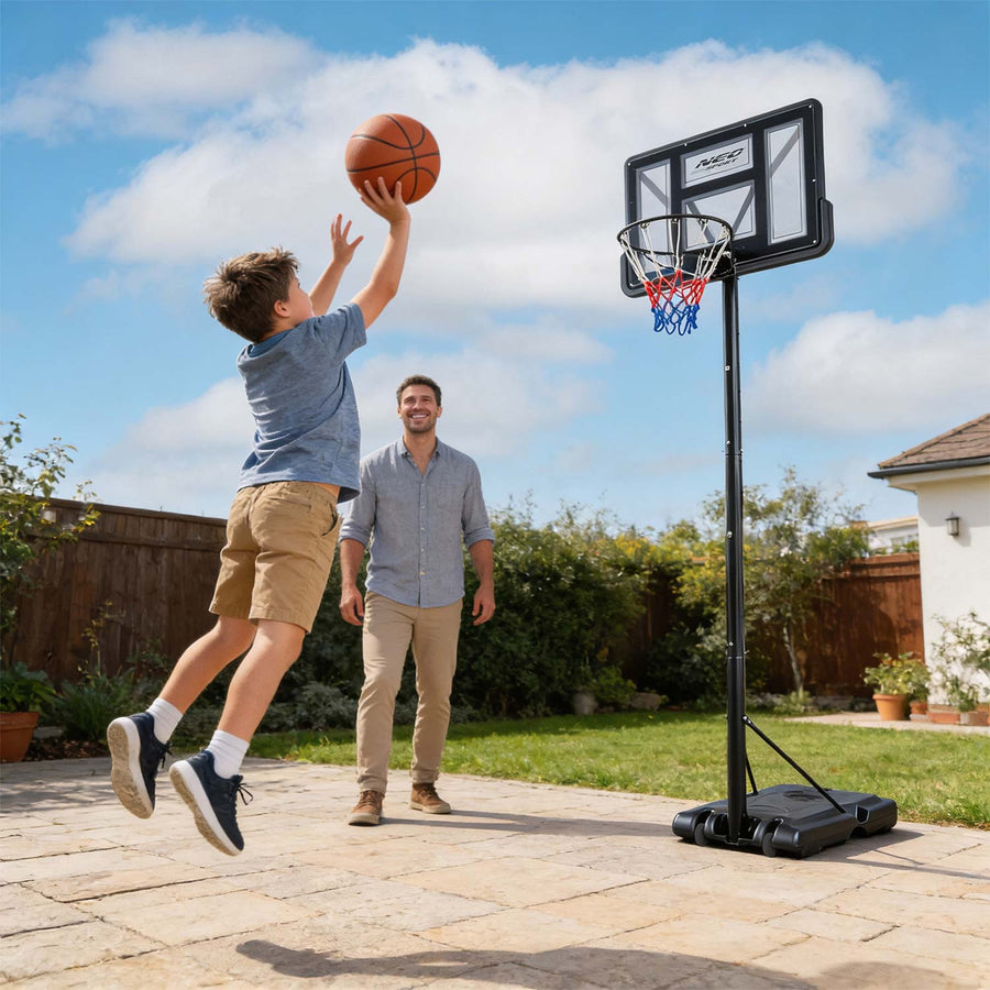 Basketballstander 135–305 cm med justerbar højde, 45 cm affjedret kurv og hjul