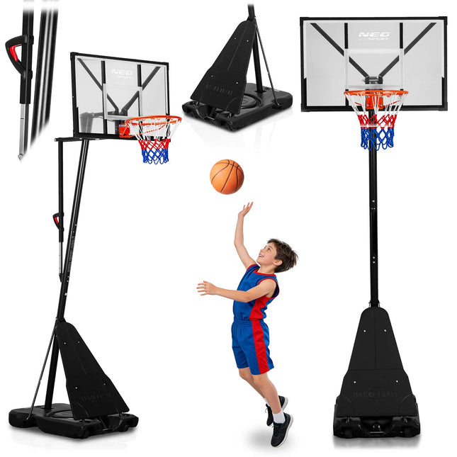 Basketballstander 160–305 cm med power lift, 45 cm affjedret kurv og hjul