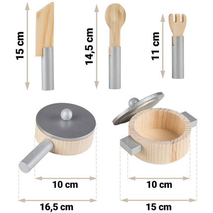 Trækøkken til børn med legetilbehør - Hvid, 60x30x85 cm