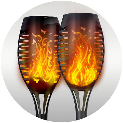 Solcellelamper med flammemønster - 2 stk. til havebelysning