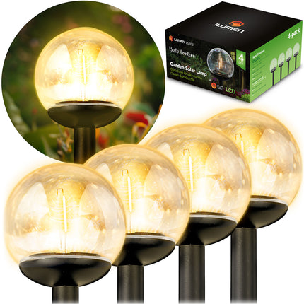 Solcellekuglelamper med LED - 4 stk. til havebelysning