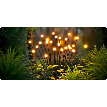 Solcellelampe med ildfluer - 2 stk. til havebelysning