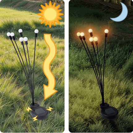 Solcellelampe med ildfluer - 2 stk. til havebelysning