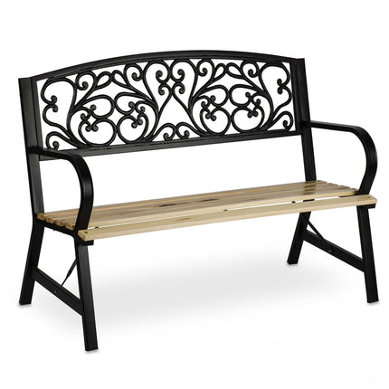 Ivy moderne parkbænk med ryglæn i træ til have og terrasse - 122 cm
