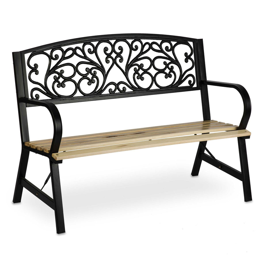 Ivy moderne parkbænk med ryglæn i træ til have og terrasse - 122 cm