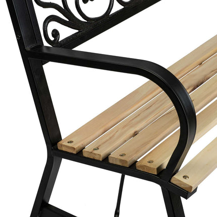 Ivy moderne parkbænk med ryglæn i træ til have og terrasse - 122 cm
