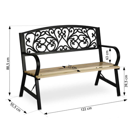 Ivy moderne parkbænk med ryglæn i træ til have og terrasse - 122 cm