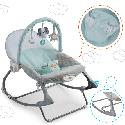 Multifunktionel skråstol med vibration til baby - Beroligende og underholdende