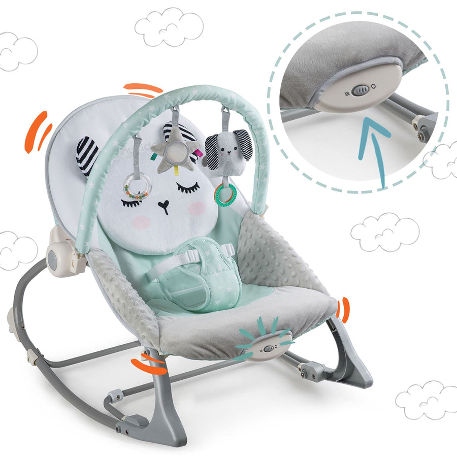 Multifunktionel skråstol med vibration til baby - Beroligende og underholdende