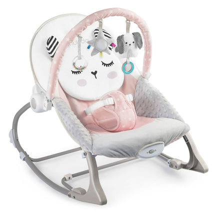 Bouncer med vibration til baby - komfortabel og underholdende skråstol i pink