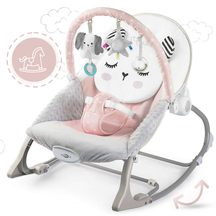Bouncer med vibration til baby - komfortabel og underholdende skråstol i pink