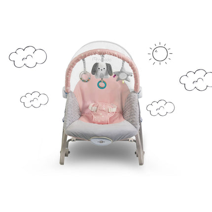 Bouncer med vibration til baby - komfortabel og underholdende skråstol i pink