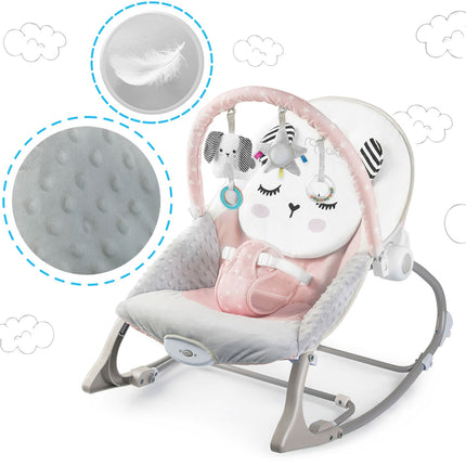 Bouncer med vibration til baby - komfortabel og underholdende skråstol i pink