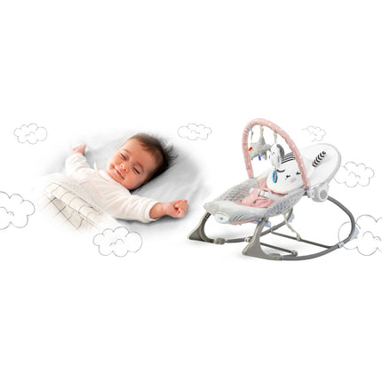 Bouncer med vibration til baby - komfortabel og underholdende skråstol i pink