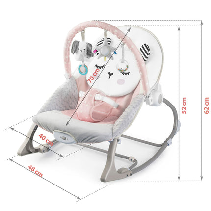 Bouncer med vibration til baby - komfortabel og underholdende skråstol i pink