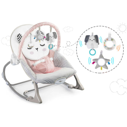Bouncer med vibration til baby - komfortabel og underholdende skråstol i pink