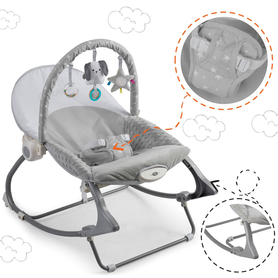 Multifunktionel Hoppestol med Vibration til Baby - Grå