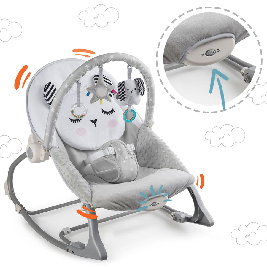 Multifunktionel Hoppestol med Vibration til Baby - Grå