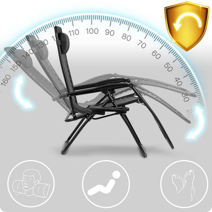 Foldbare liggestole til haven med pude, 2 stk. – sort