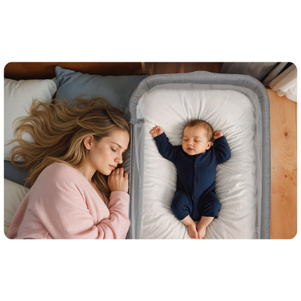 Sikker og komfortabel sideseng til baby - foldbar med højdejustering og aftagelig indgang