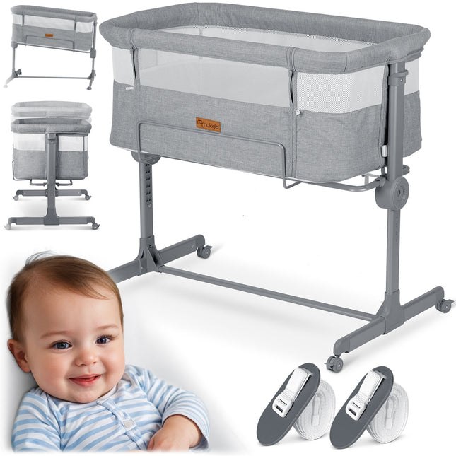Sikker og komfortabel sideseng til baby - foldbar med højdejustering og aftagelig indgang