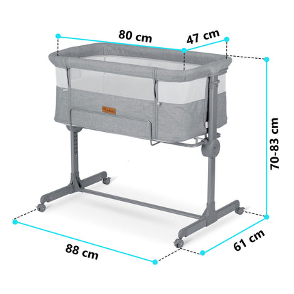 Sikker og komfortabel sideseng til baby - foldbar med højdejustering og aftagelig indgang