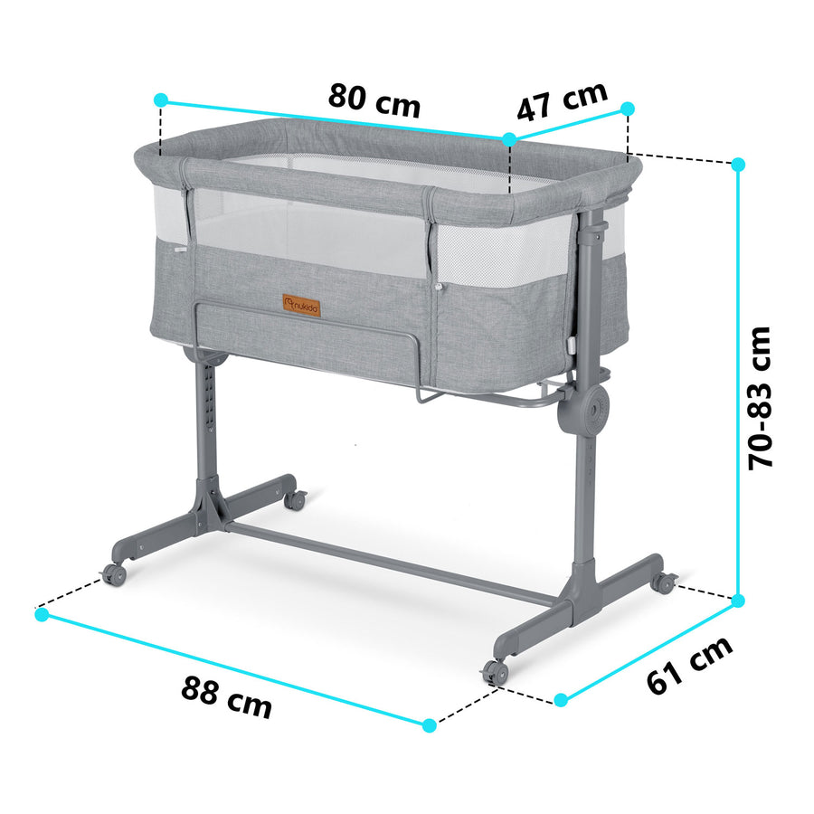 Sikker og komfortabel sideseng til baby - foldbar med højdejustering og aftagelig indgang