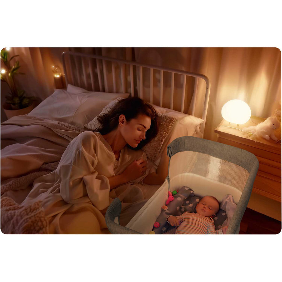 Sikker og komfortabel sideseng til baby - foldbar med højdejustering og aftagelig indgang