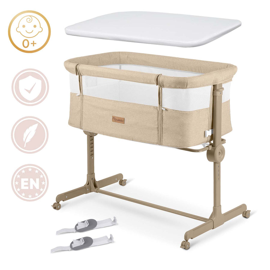 Foldbar sideseng til baby med højdejustering og sikkerhedsremme - Ideel til forældre