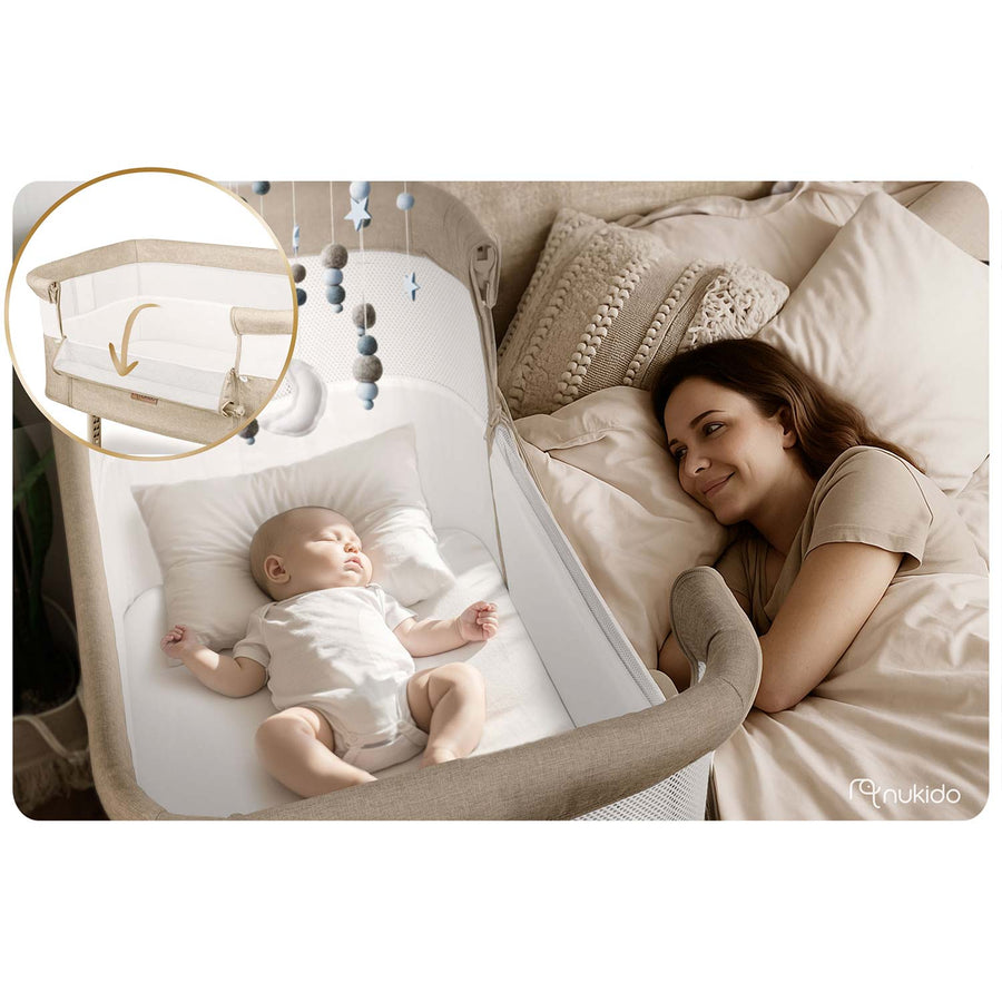 Foldbar sideseng til baby med højdejustering og sikkerhedsremme - Ideel til forældre