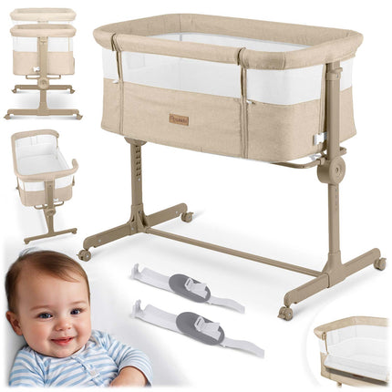 Foldbar sideseng til baby med højdejustering og sikkerhedsremme - Ideel til forældre