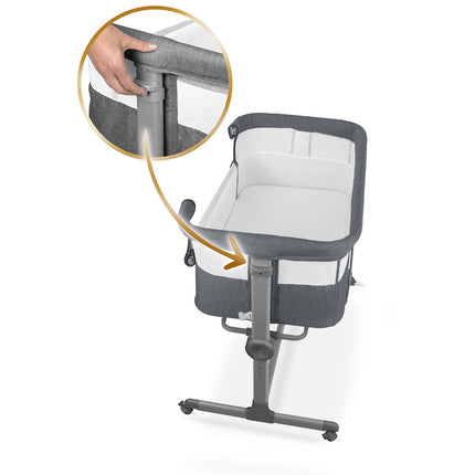 Foldbar sideseng til baby med højdejustering og sikkerhedsremme - Ideel til natfodring og tryg søvn