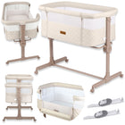 Foldbar co-sleeper babyseng med 7-trins højderegulering, hjul med bremse og madras
