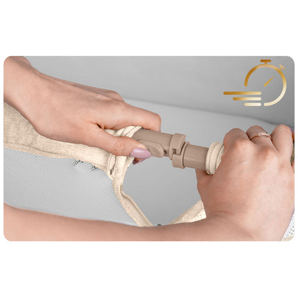 Foldbar co-sleeper babyseng med 7-trins højderegulering, hjul med bremse og madras