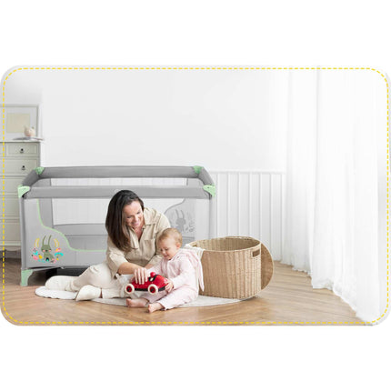 Rejseseng til børn - Foldbar og sikker med sideindgang, 125x65x78 cm