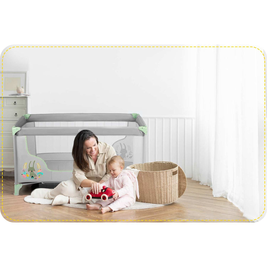 Rejseseng til børn - Foldbar og sikker med sideindgang, 125x65x78 cm