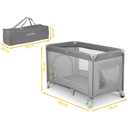 Rejseseng til børn - Foldbar og sikker med sideindgang, 125x65x78 cm